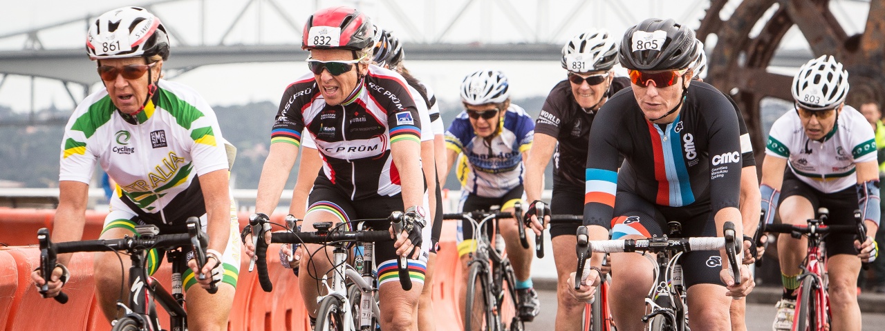 Cyclists in Auckland during the World Masters Games