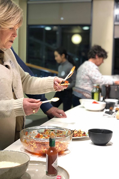 The cooking class in action at Auckland Seafood School