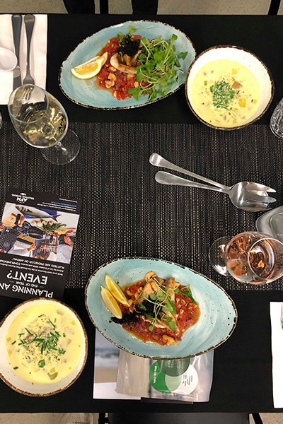 Beautifully presented dishes at Auckland Seafood School