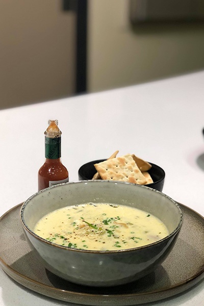 A seafood dish at Auckland Seafood School