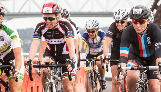 Cyclists in Auckland during the World Masters Games